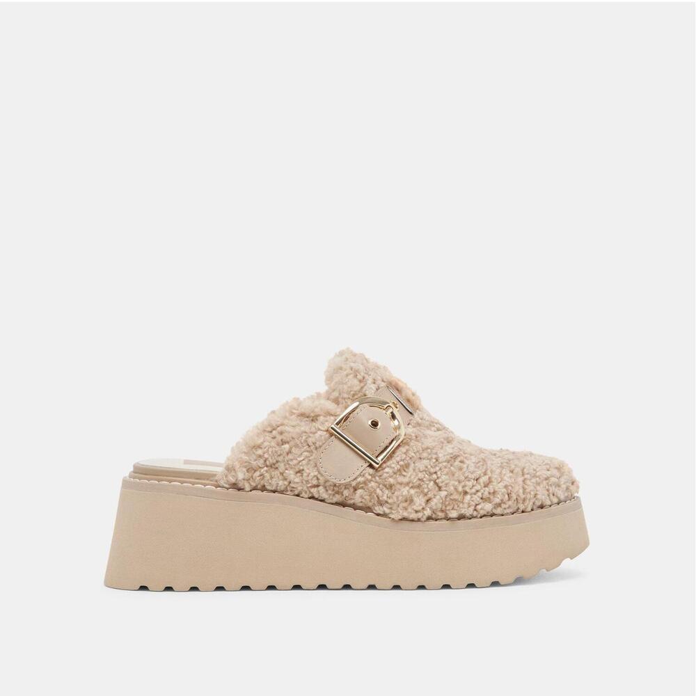NEW DOLCE VITA women's lelani flats platform clogs in natural plush